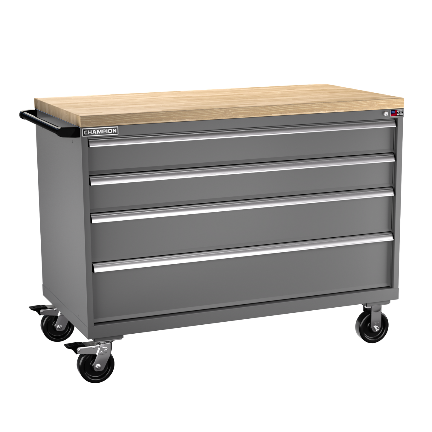 Champion Tool Storage DW1500-0401ILC-MB8-BBT-DG 4-Drawer Standard Depth Mobile Modular Cabinet DW0401ILC | 56-1/2"W x 43-1/4"H x 28-1/2"D, Dark Gray