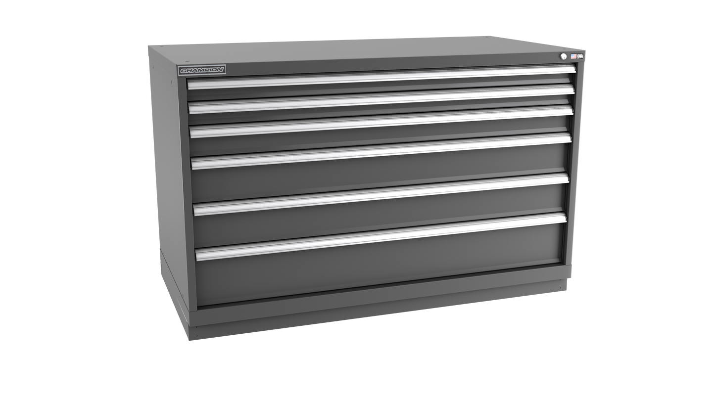 Champion Tool Storage DW1500-0601-ILC-FTB-DG 6-Drawer Standard Depth Modular Cabinet DW0601 | 56-1/2"W x 35-7/8"H x 28-1/2"D, Dark Gray
