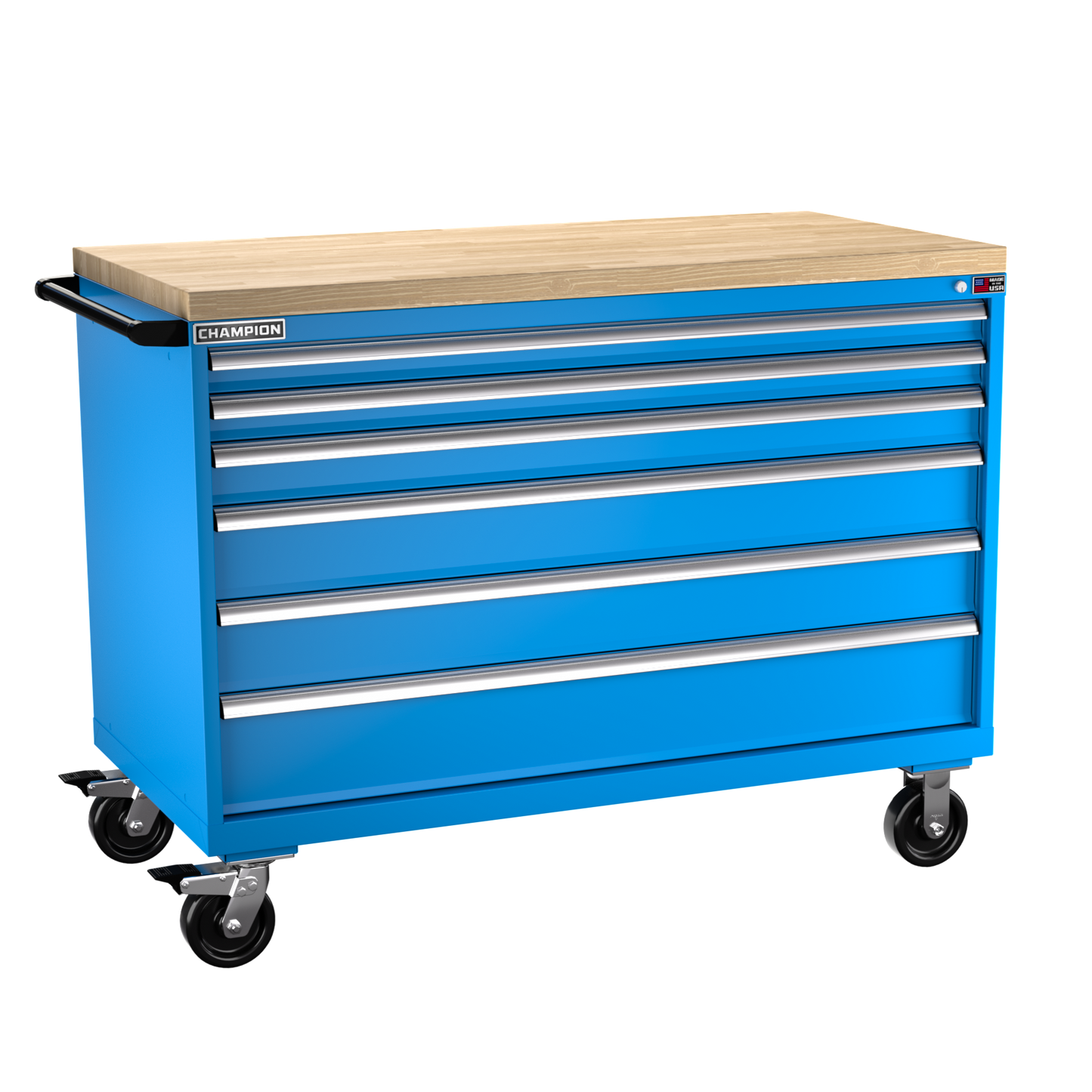 Champion Tool Storage DW1500-0601ILC-MB8-BBT-BB 6-Drawer Standard Depth Mobile Modular Cabinet DW0601ILC | 56-1/2"W x 43-1/4"H x 28-1/2"D, Bright Blue