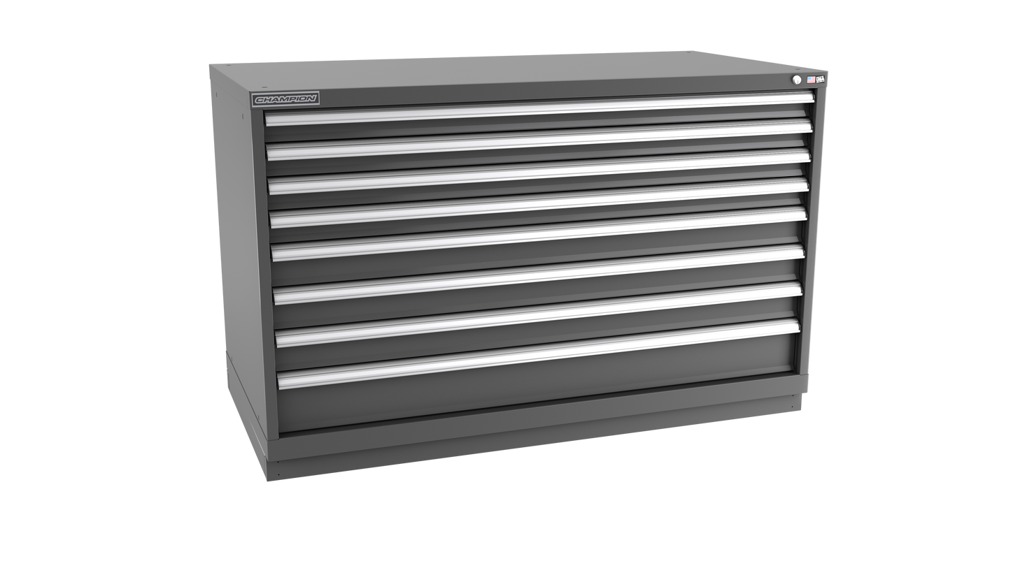 Champion Tool Storage DW1500-0801-ILC-FTB-DG 8-Drawer Standard Depth Modular Cabinet DW0801 | 56-1/2"W x 35-7/8"H x 28-1/2"D, Dark Gray