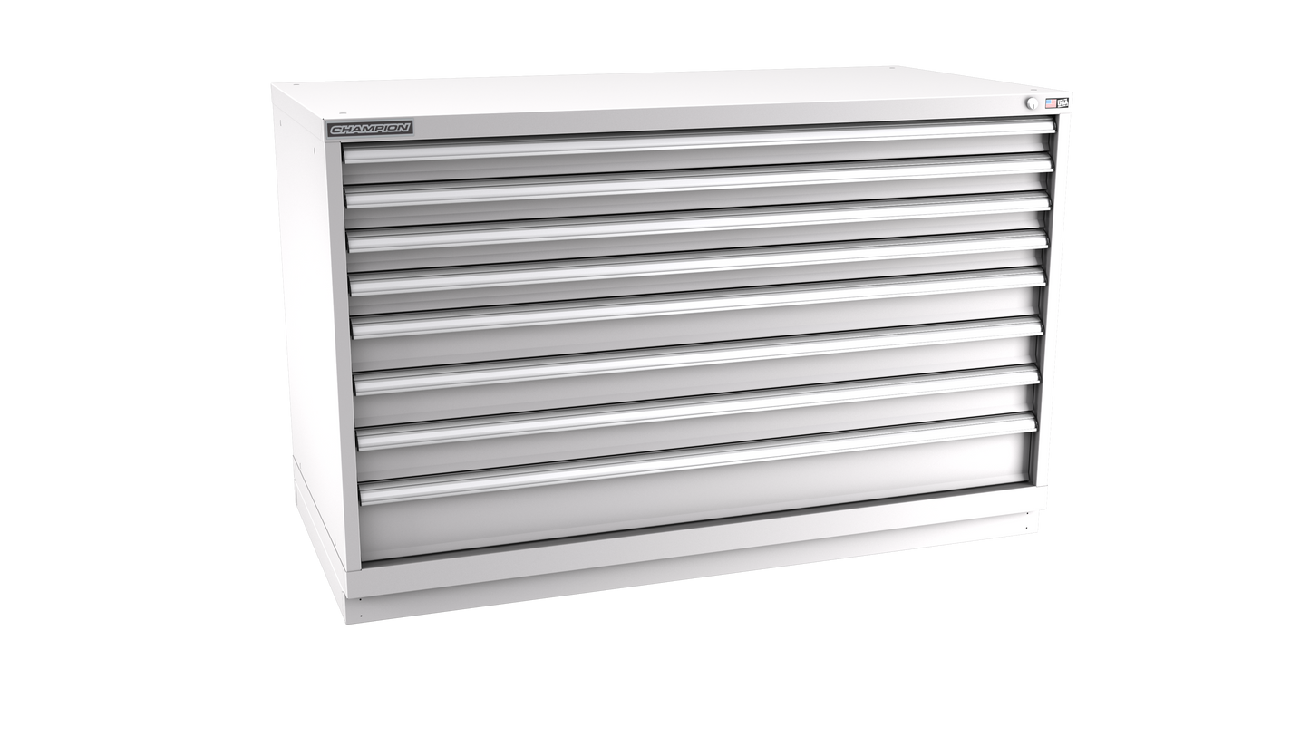 Champion Tool Storage DW1500-0801-ILC-FTB-LG 8-Drawer Standard Depth Modular Cabinet DW0801 | 56-1/2"W x 35-7/8"H x 28-1/2"D, Light Gray