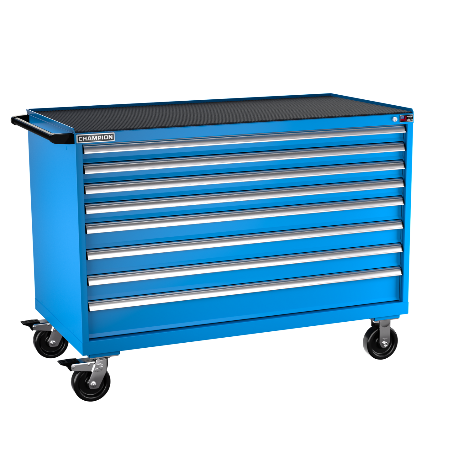 Champion Tool Storage DW1500-0801IL-MB8-RT-BB 8-Drawer Standard Depth Mobile Modular Cabinet DW0801IL | 56-1/2"W x 42-1/4"H x 28-1/2"D, Bright Blue
