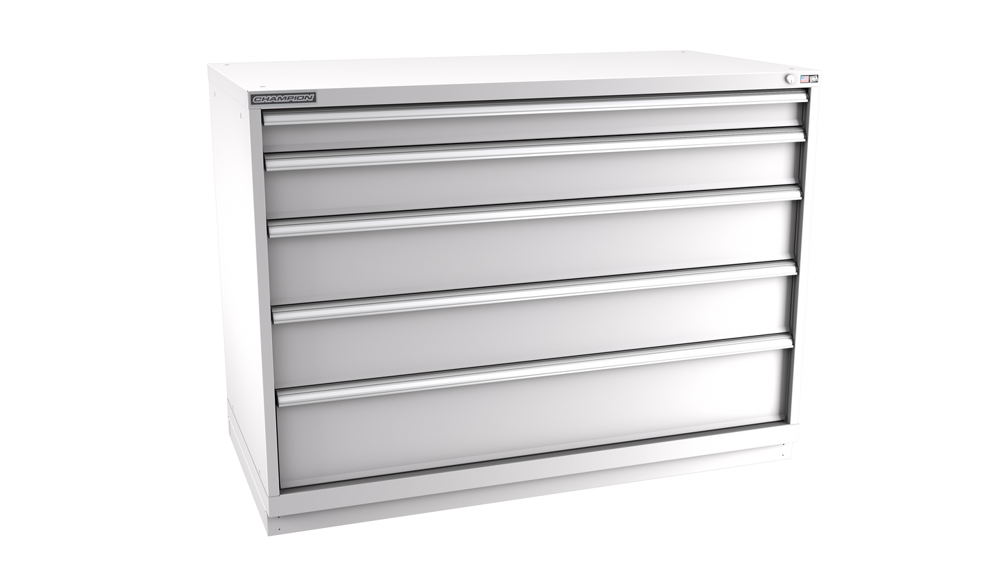Champion Tool Storage DW1800-0501-ILC-FTB-LG 5-Drawer Standard Depth Modular Cabinet DW0501 | 56-1/2"W x 41-3/4"H x 28-1/2"D, Light Gray