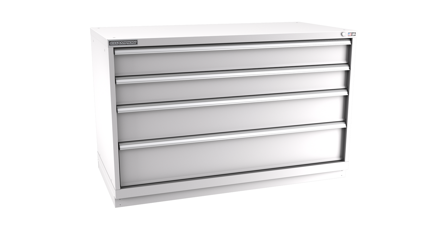 Champion Tool Storage DWS1500-0401-ILC-FTB-LG 4-Drawer Shallow Depth Modular Cabinet DWS0401 | 56-1/2"W x 35-7/8"H x 22-1/2"D, Light Gray