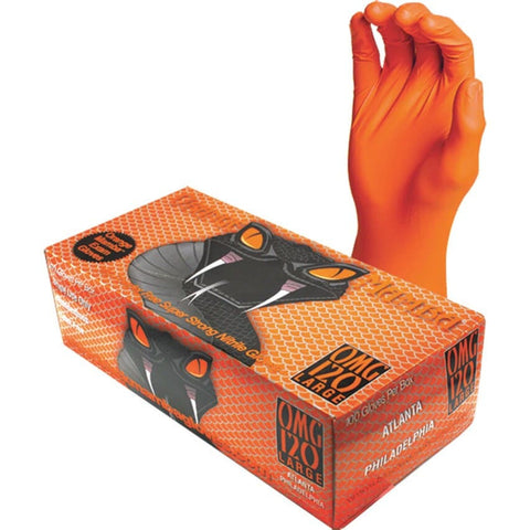 Black Mamba OMG-130 Orange Mamba 5.0 mil Nitrile Gloves (100 Per Box), XL
