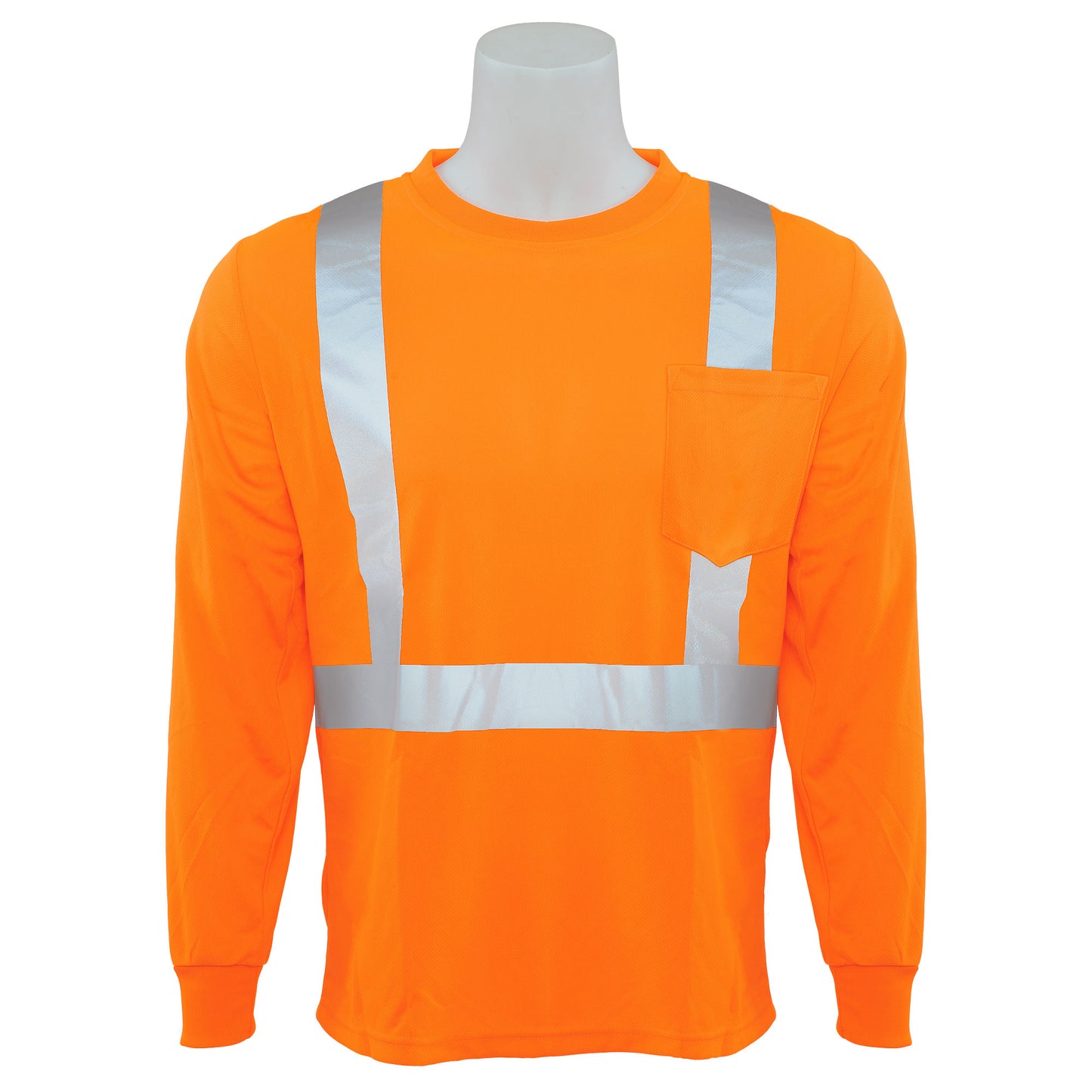 Delta Plus WEL64013HO3X 9007S Type R, Class 2 Birdseye Mesh Long Sleeve T-Shirt, Hi Viz Orange, 3X