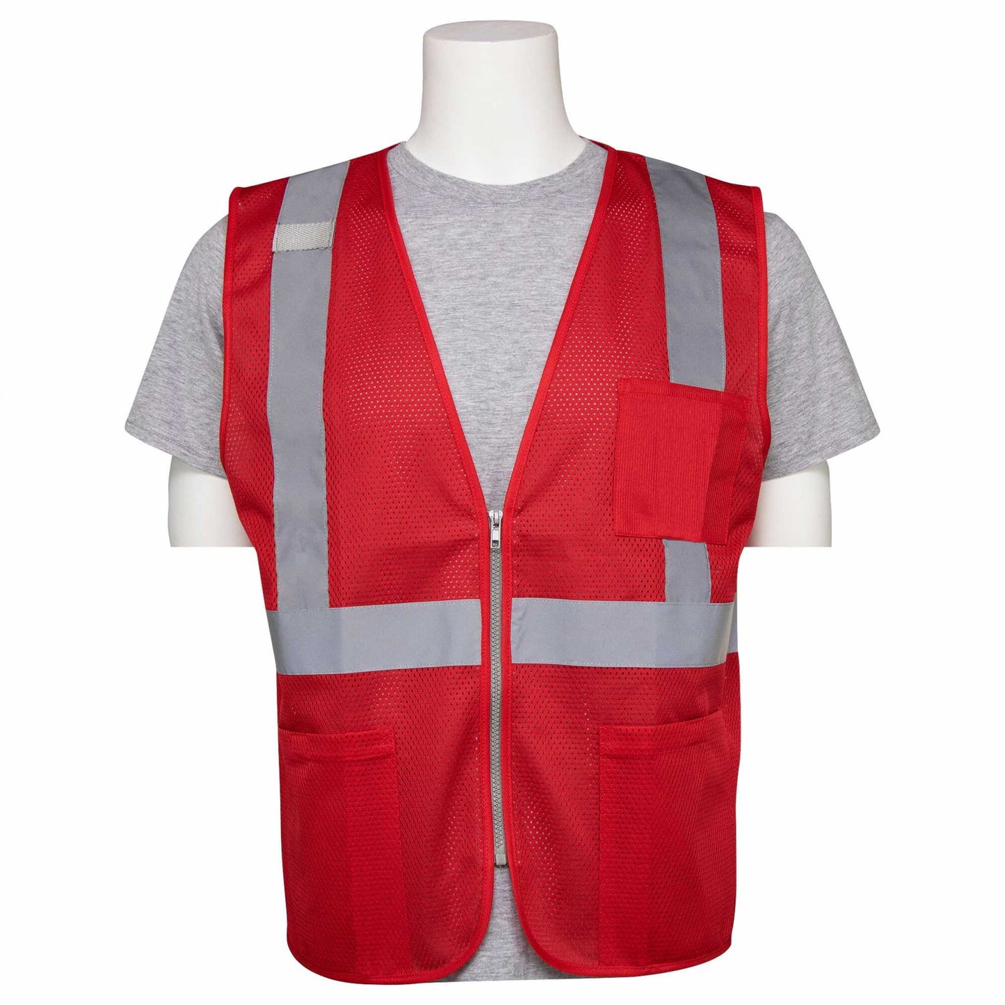 Delta Plus WEL63258REXL S863P Non-ANSI Economy Vest with Zipper, Red, XL