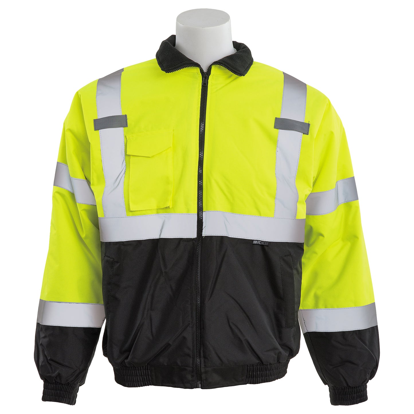 Delta Plus WEL63946LBLG W105 Type R, Class 3 Bomber Jacket with Black Bottom, Polyfill, Hi Viz Lime, LG