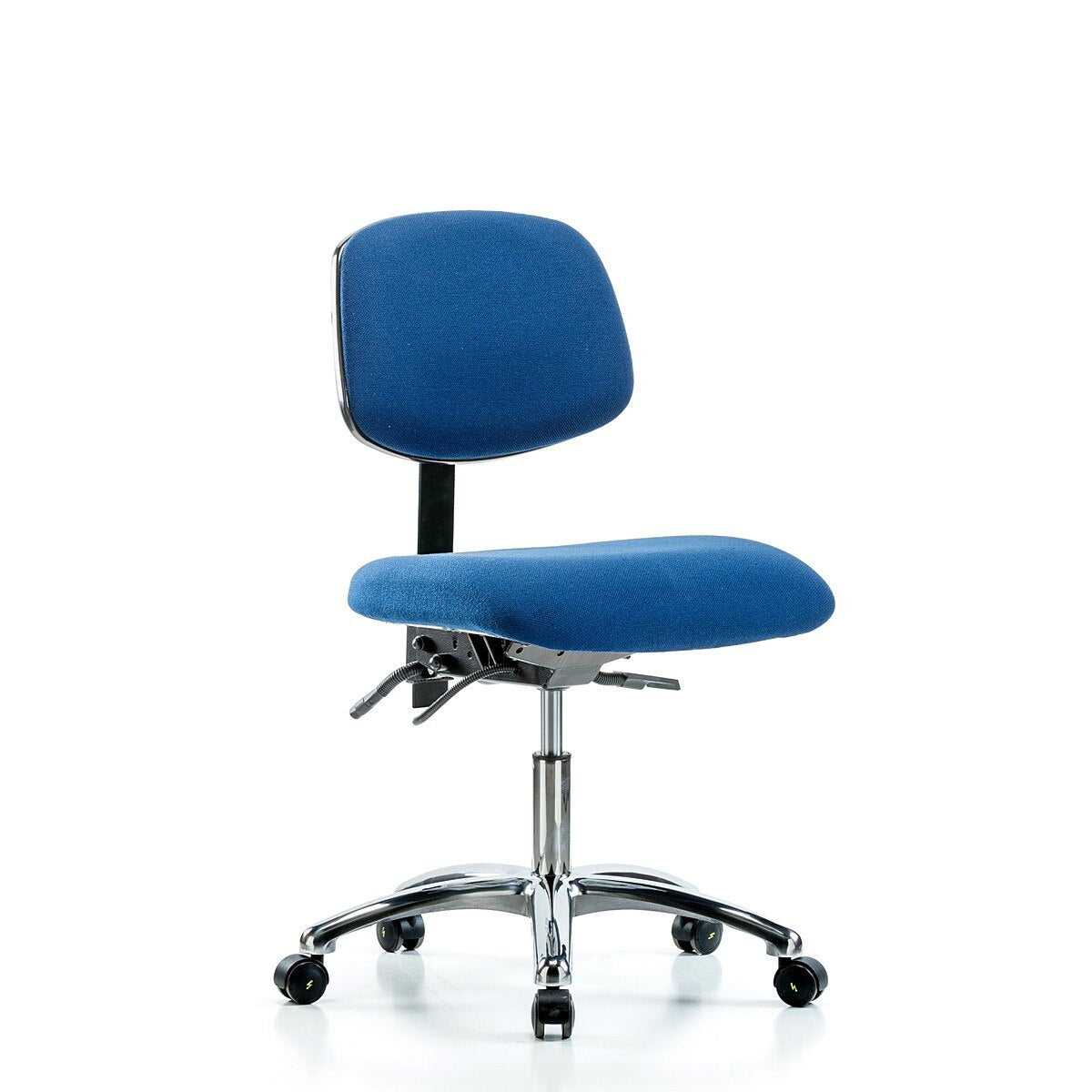 Blue Ridge Ergonomics ESD-FDHCH-CR-T0-A0-EC-ESDBLU Fabric ESD Chair - Desk Height with ESD Casters in ESD Blue Fabric