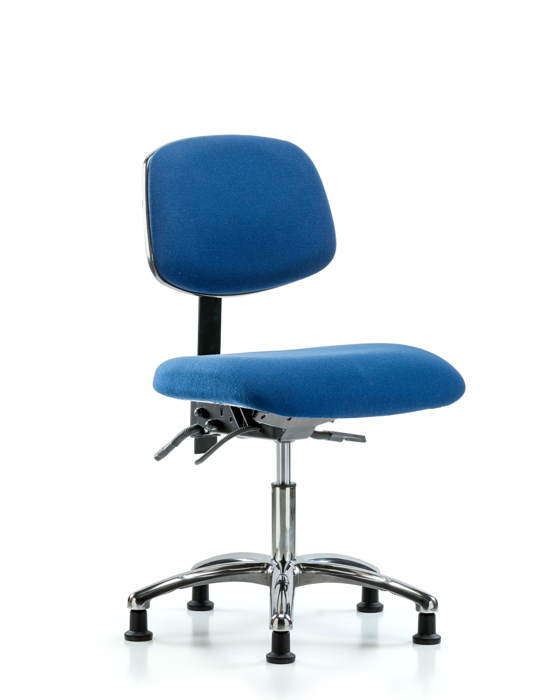 Blue Ridge Ergonomics ESD-FDHCH-CR-T0-A0-EG-ESDBLU Fabric ESD Chair - Desk Height with ESD Stationary Glides in ESD Blue Fabric