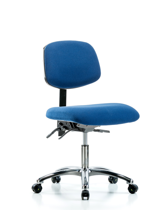 Blue Ridge Ergonomics ESD-FDHCH-CR-T1-A0-EC-ESDBLU Fabric ESD Chair - Desk Height with Seat Tilt & ESD Casters in ESD Blue Fabric