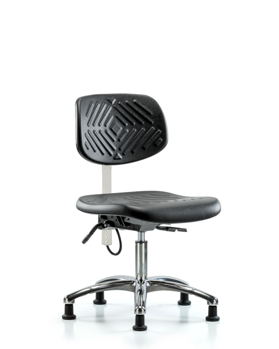 Blue Ridge Ergonomics ESD-PDHCH-CR-T0-A0-EG Polyurethane ESD Chair - Desk Height with ESD Stationary Glides