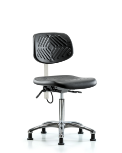 Blue Ridge Ergonomics ESD-PMBCH-CR-T1-A0-NF-EG Polyurethane ESD Chair - Medium Bench Height with Seat Tilt & ESD Stationary Glides