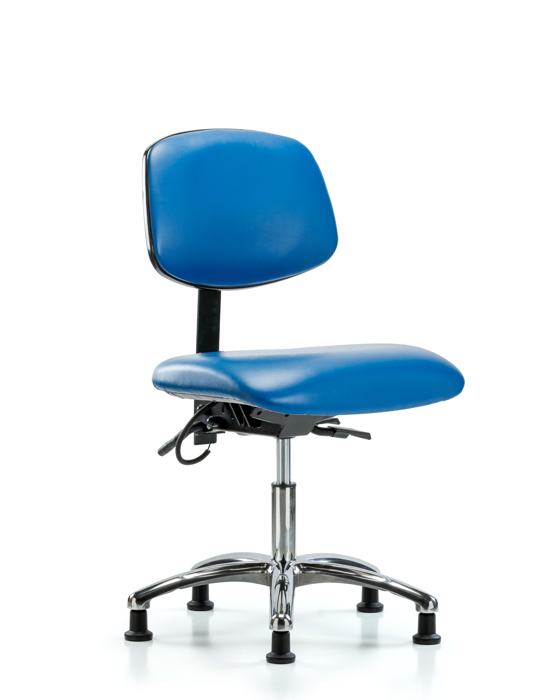 Blue Ridge Ergonomics ESD-VDHCH-CR-T0-A0-EG-ESDBLU Vinyl ESD Chair - Desk Height with ESD Stationary Glides in ESD Blue Vinyl