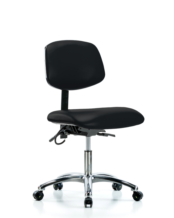 Blue Ridge Ergonomics ESD-VDHCH-CR-T1-A0-EC-ESDBLK Vinyl ESD Chair - Desk Height with Seat Tilt & ESD Casters in ESD Black Vinyl