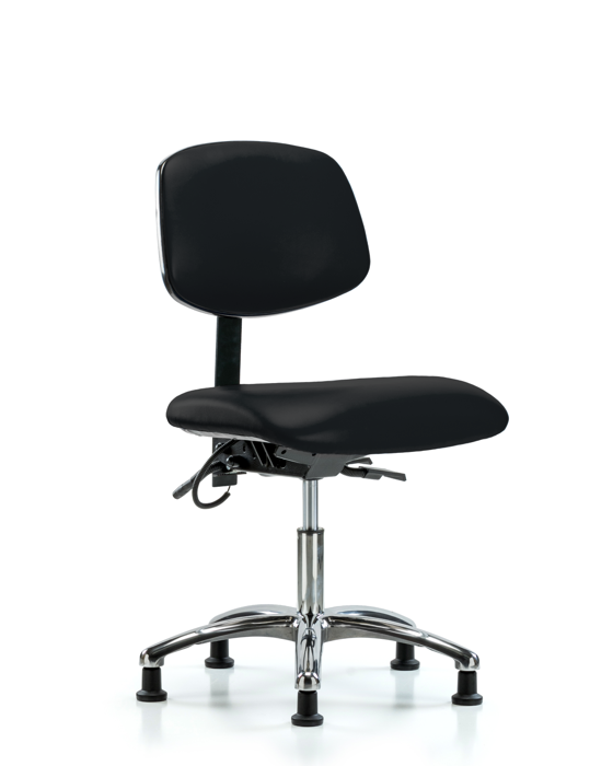 Blue Ridge Ergonomics ESD-VDHCH-CR-T1-A0-EG-ESDBLK Vinyl ESD Chair - Desk Height with Seat Tilt & ESD Stationary Glides in ESD Black Vinyl