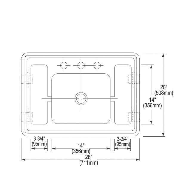 Elkay ESLV28203 Stainless Steel 28" x 20" x 7-1/2" Wall Hung Lavatory Sink