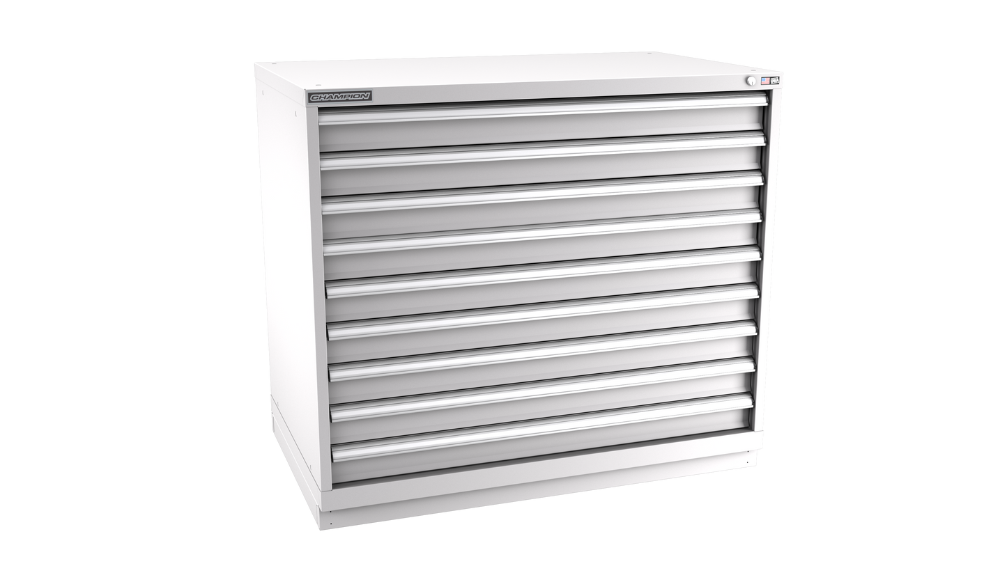 Champion Tool Storage EW1800-0901-ILC-FTB-LG 9-Drawer Standard Depth Modular Cabinet EW0901 | 47"W x 41-3/4"H x 28-1/2"D, Light Gray