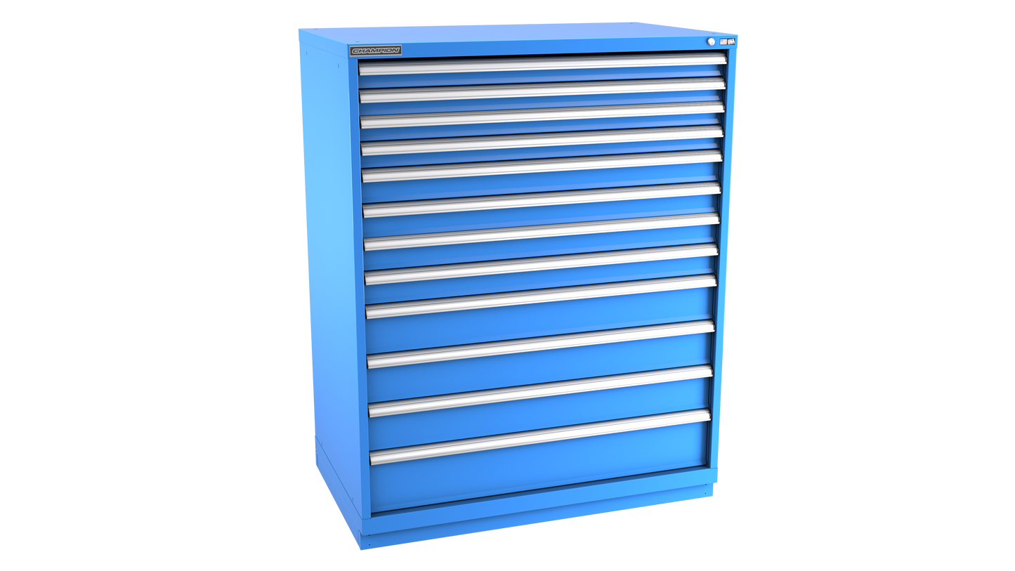Champion Tool Storage EW2700-1201-ILC-FTB-BB 12-Drawer Standard Depth Modular Cabinet EW1201 | 47"W x 59-1/2"H x 28-1/2"D, Bright Blue