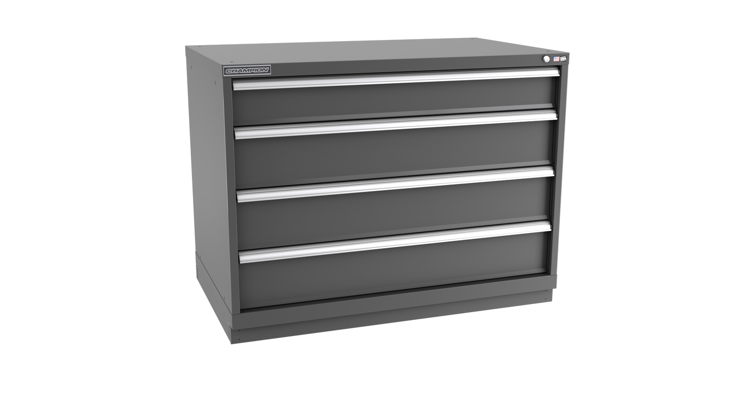 Champion Tool Storage EWS1500-0401-ILC-FTB-DG 4-Drawer Shallow Depth Modular Cabinet EWS0401 | 47"W x 35-7/8"H x 22-1/2"D, Dark Gray