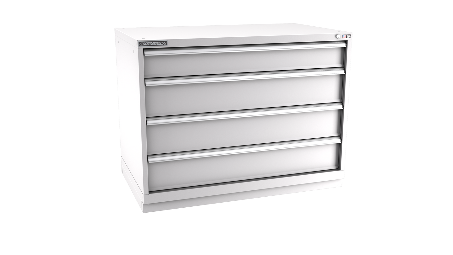 Champion Tool Storage EWS1500-0401-ILC-FTB-LG 4-Drawer Shallow Depth Modular Cabinet EWS0401 | 47"W x 35-7/8"H x 22-1/2"D, Light Gray