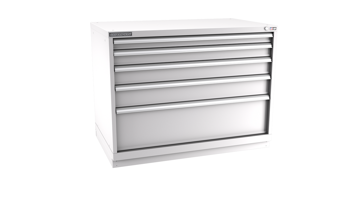Champion Tool Storage EWS1500-0501-ILC-FTB-LG 5-Drawer Shallow Depth Modular Cabinet EWS0501 | 47"W x 35-7/8"H x 22-1/2"D, Light Gray