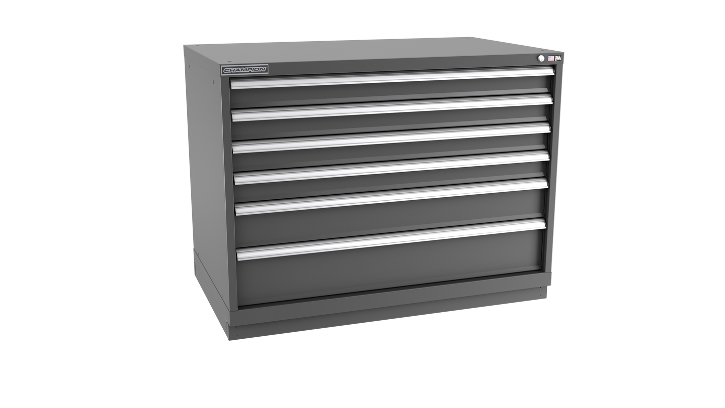 Champion Tool Storage EWS1500-0601-ILC-FTB-DG 6-Drawer Shallow Depth Modular Cabinet EWS0601 | 47"W x 35-7/8"H x 22-1/2"D, Dark Gray