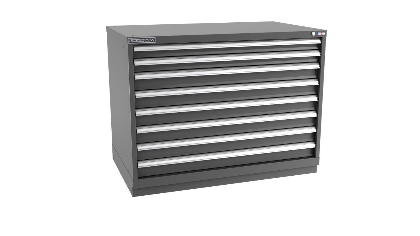 Champion Tool Storage EWS1500-0801-ILC-FTB-DG 8-Drawer Shallow Depth Modular Cabinet EWS0801 | 47"W x 35-7/8"H x 22-1/2"D, Dark Gray