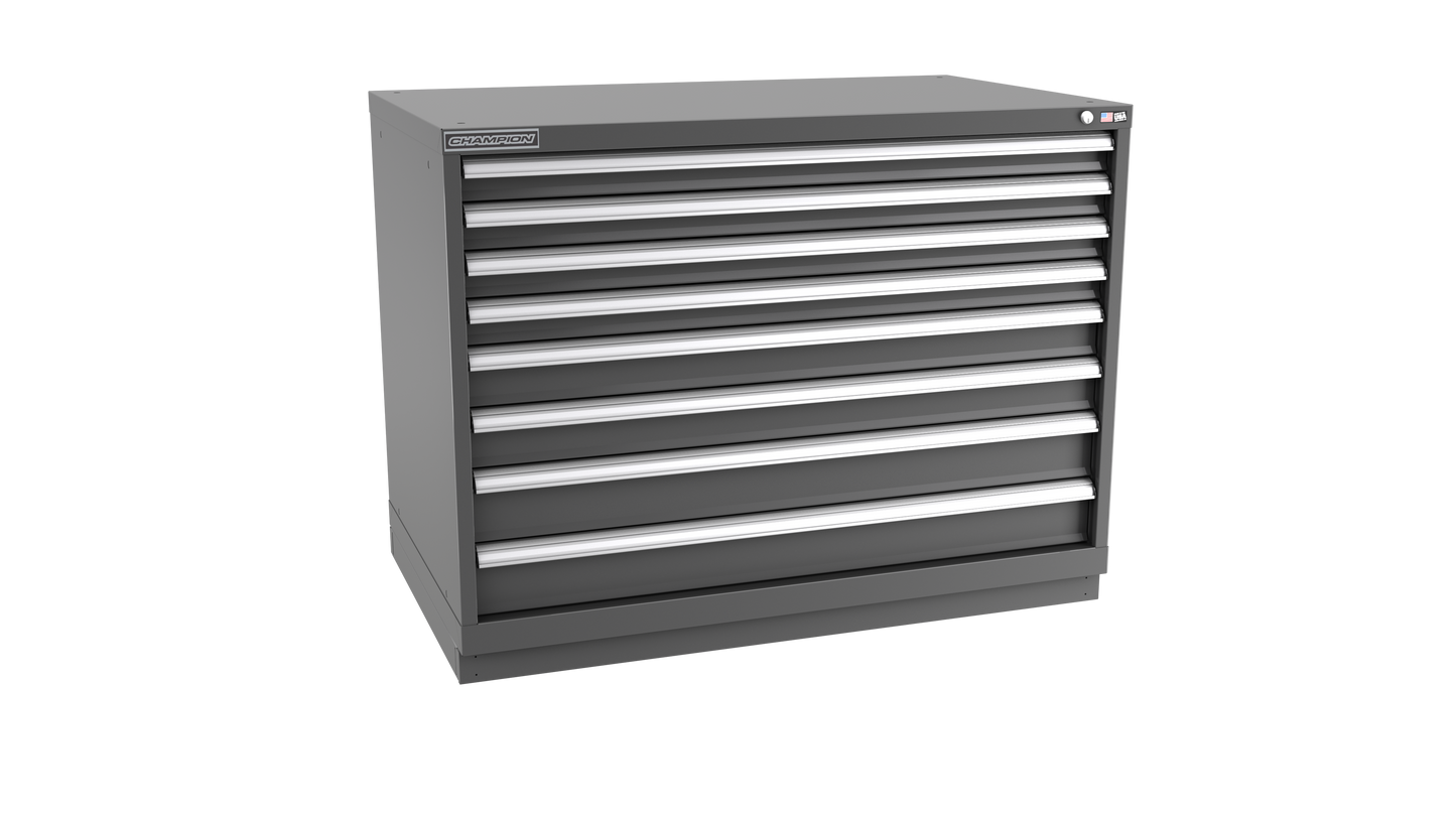 Champion Tool Storage EWS1500-0802-ILC-FTB-DG 8-Drawer Shallow Depth Modular Cabinet EWS0802 | 47"W x 35-7/8"H x 22-1/2"D, Dark Gray