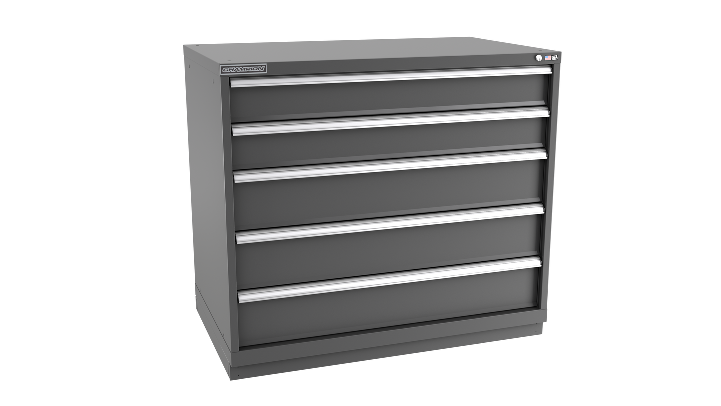 Champion Tool Storage EWS1800-0501-ILC-FTB-DG 5-Drawer Shallow Depth Modular Cabinet EWS0501 | 47"W x 41-3/4"H x 22-1/2"D, Dark Gray