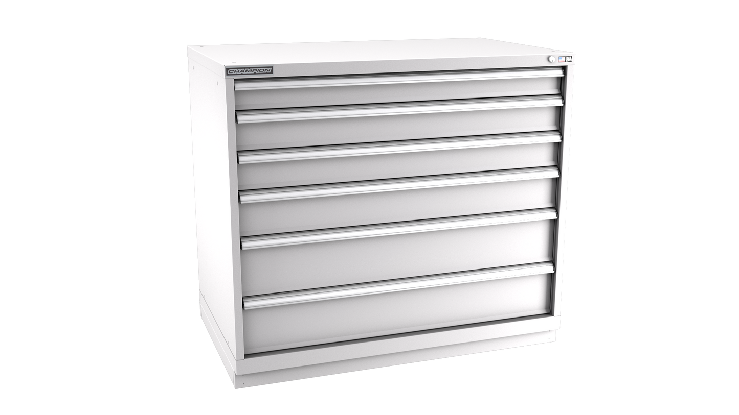 Champion Tool Storage EWS1800-0601-ILC-FTB-LG 6-Drawer Shallow Depth Modular Cabinet EWS0601 | 47"W x 41-3/4"H x 22-1/2"D, Light Gray