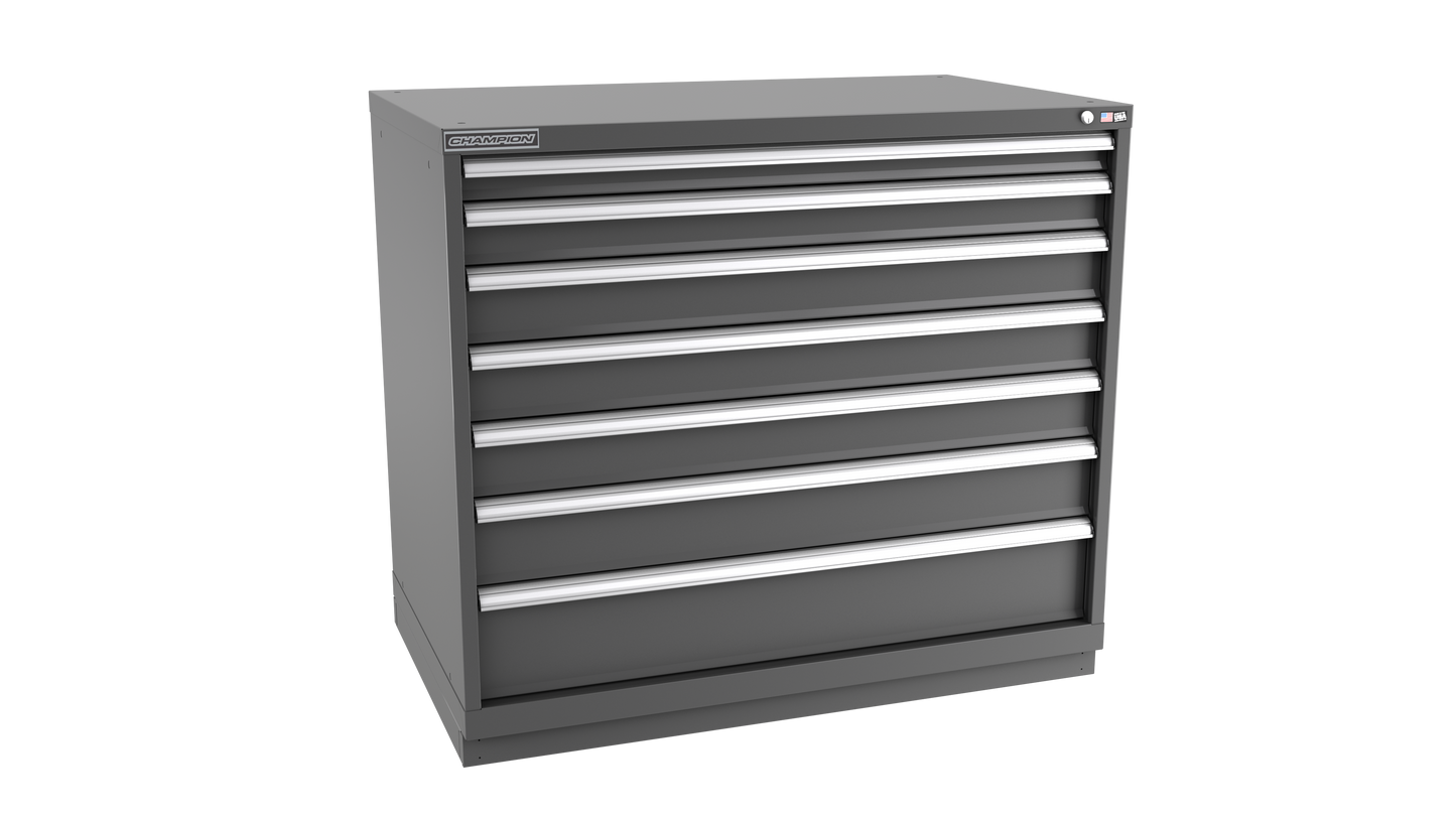 Champion Tool Storage EWS1800-0701-ILC-FTB-DG 7-Drawer Shallow Depth Modular Cabinet EWS0701 | 47"W x 41-3/4"H x 22-1/2"D, Dark Gray