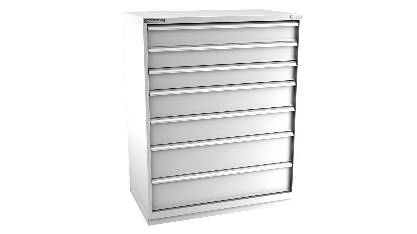 Champion Tool Storage EWS2700-0701-ILC-FTB-LG 7-Drawer Shallow Depth Modular Cabinet EWS0701 | 47"W x 59-1/2"H x 22-1/2"D, Light Gray