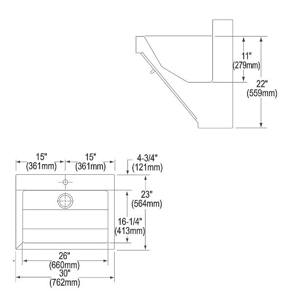 Elkay EWSF130261 Stainless Steel 30" x 23" x 11" Wall Hung Single Bowl Surgeon Scrub Sink