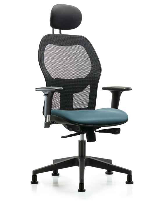 Blue Ridge Ergonomics EXE-VMDHCH-RG-H1-A1-RG-8822 Executive Windova Mesh Back Chair with Storm Supernova™ Seat, Head Rest, Standard Adjustable Arms, & Stationary Glides