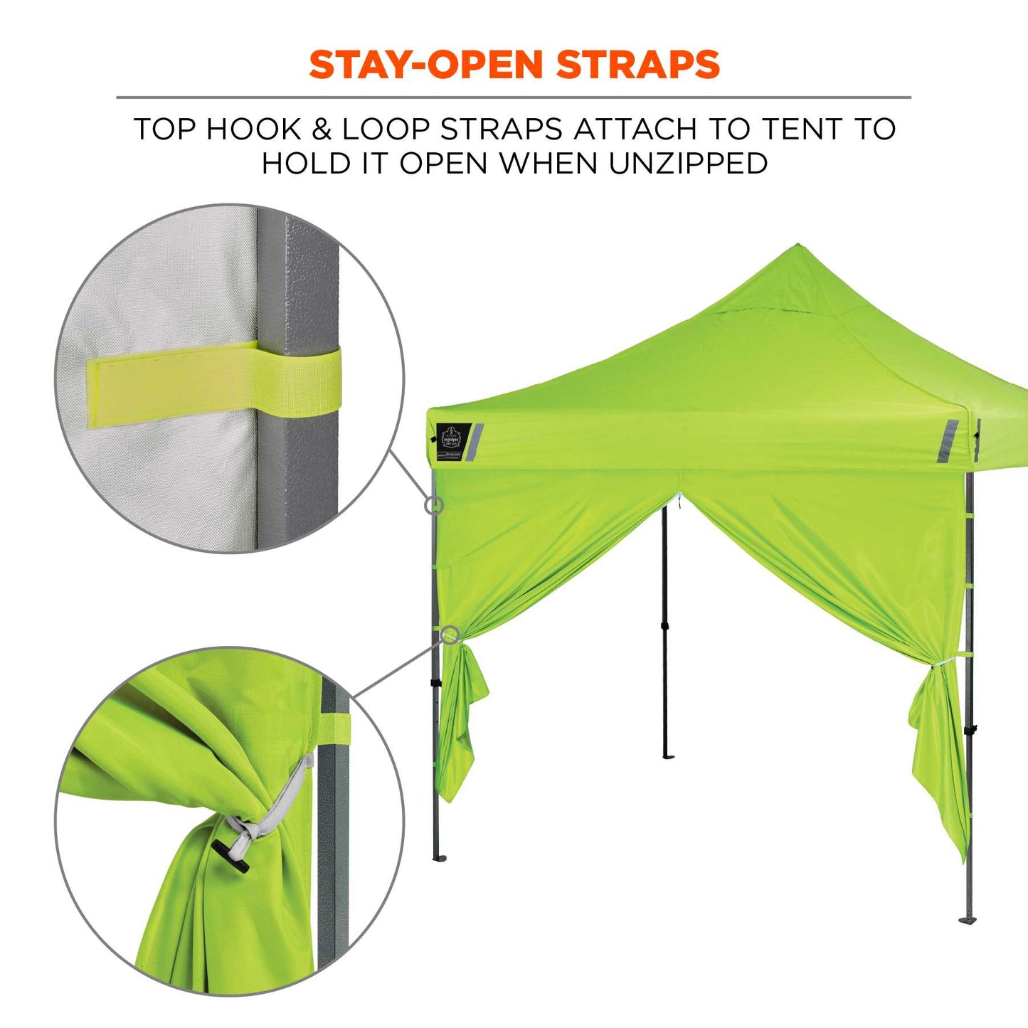 Ergodyne 12978 SHAX 6096 Pop-Up Tent Sidewall with Zipper - 10ft x 10ft (Lime)