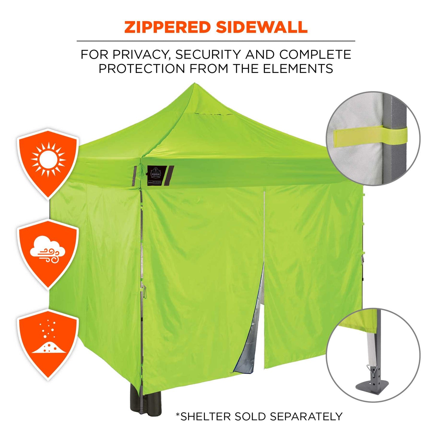 Ergodyne 12984 SHAX 6054 Pop-Up Tent Sidewall Kit - Includes 4 Walls - 10ft x 10ft (Lime)