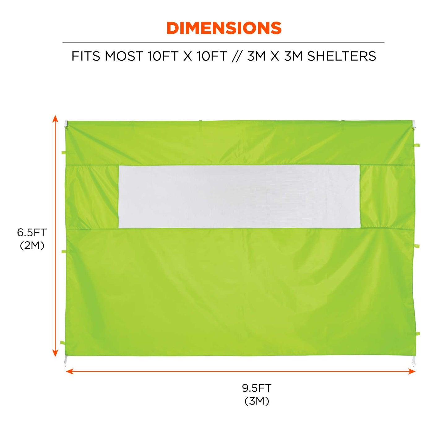 Ergodyne 12989 SHAX 6092 Pop-Up Tent Sidewall with Mesh Window - 10ft x 10ft (Lime)