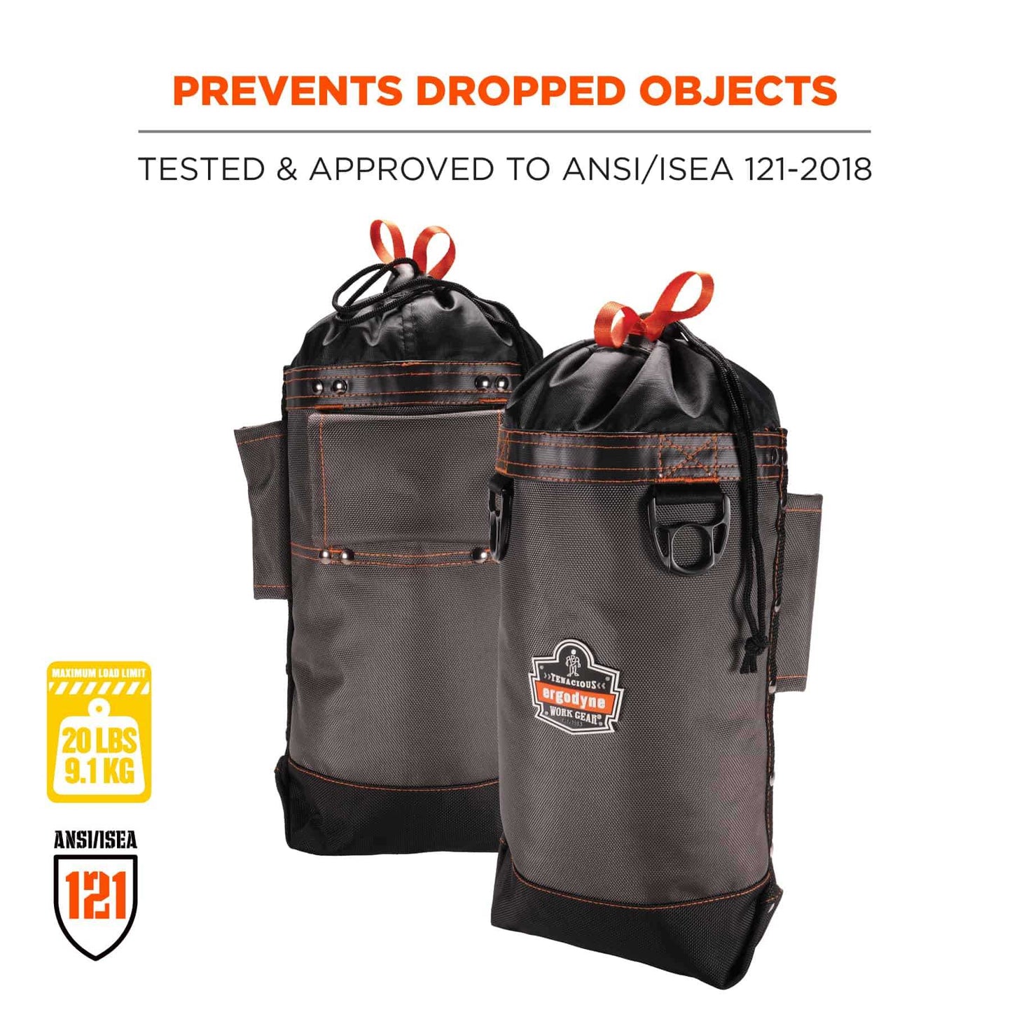 Ergodyne 13428 Arsenal 5928 Topped Bolt Bag Tool Pouch - Tall, Polyester (Gray)