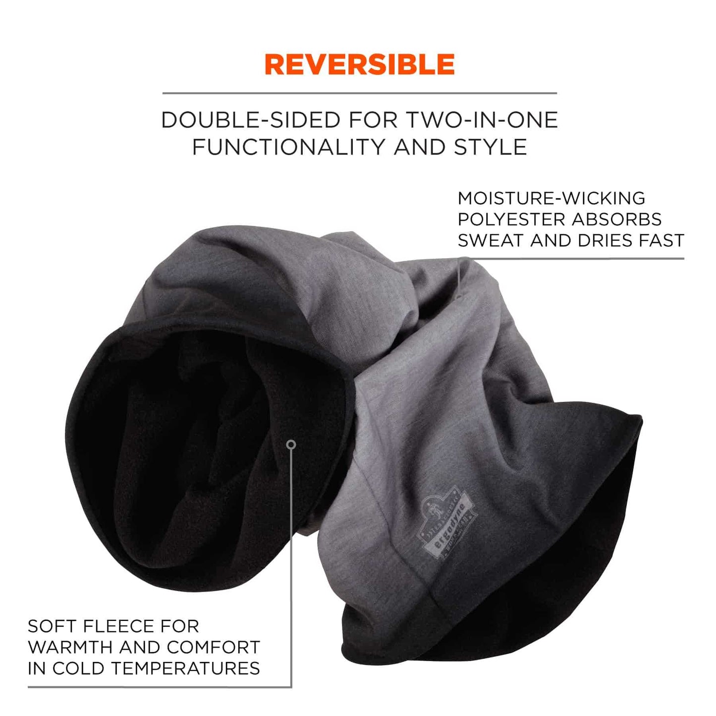 Ergodyne 42322 N-Ferno 6491 Reversible Thermal Multi-Band - Fleece Interior, Polyester Exterior (Light Gray Fade)