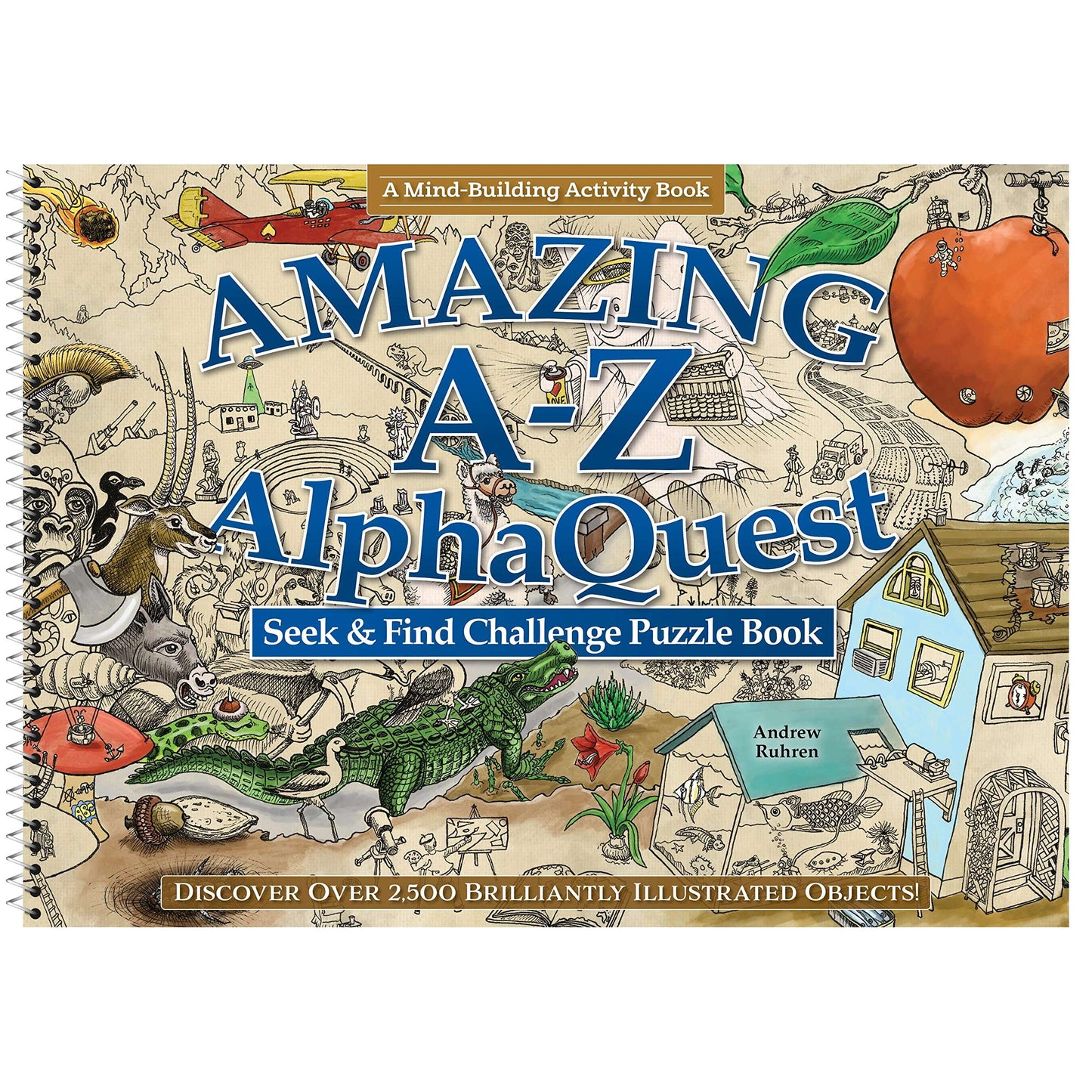 Paradise Clay FCP111 Amazing A-Z AlphaQuest Seek & Find Challenge Puzzle Book: Discover Over 2,500 Brilliantly Illustrated Objects! - Book