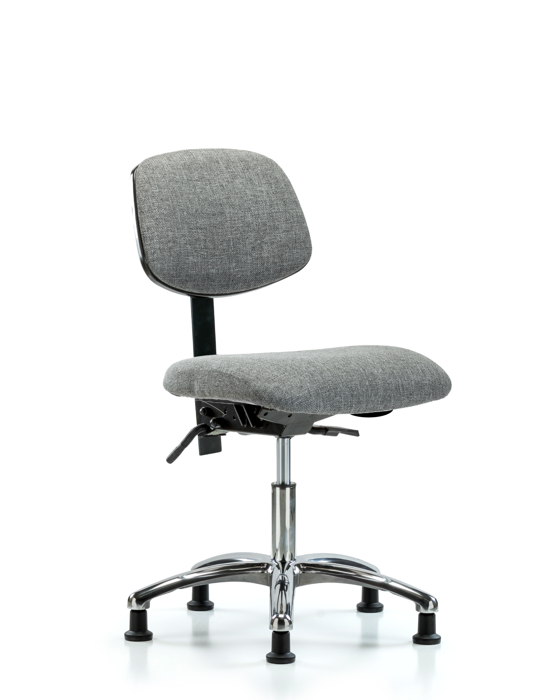 Blue Ridge Ergonomics FDHCH-CR-T0-A0-RG-F44 Rutledge Fabric Chair Chrome - Desk Height with Stationary Glides in Gray Fabric