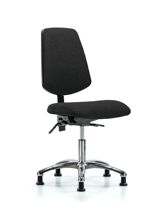 Blue Ridge Ergonomics FDHCH-MB-CR-T0-A0-RG-F42 Rutledge Fabric Chair Chrome - Desk Height with Medium Back & Stationary Glides in Black Fabric