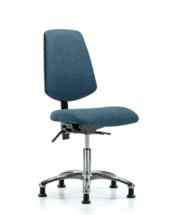 Blue Ridge Ergonomics FDHCH-MB-CR-T0-A0-RG-F43 Rutledge Fabric Chair Chrome - Desk Height with Medium Back & Stationary Glides in Blue Fabric