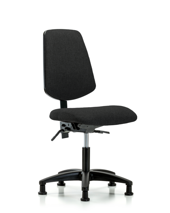 Blue Ridge Ergonomics FDHCH-MB-RG-T0-A0-RG-F42 Rutledge Fabric Chair - Desk Height with Medium Back & Stationary Glides in Black Fabric