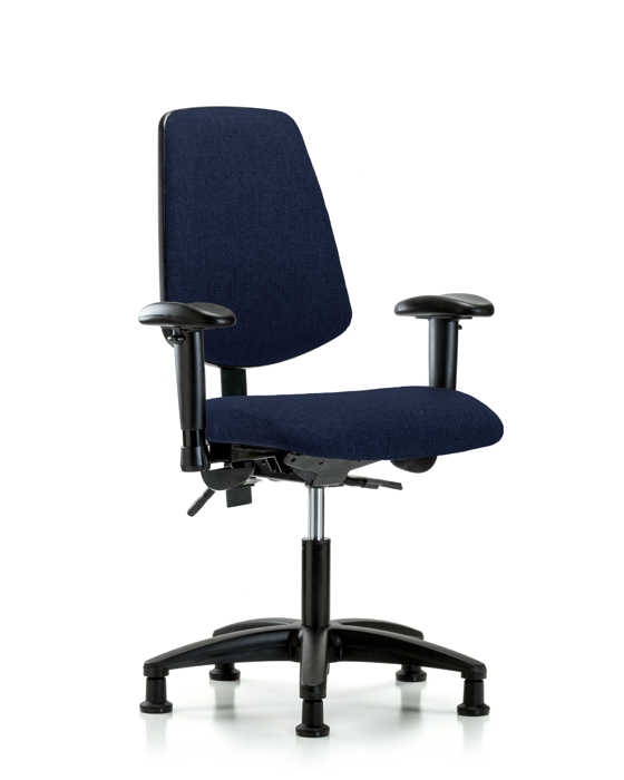 Blue Ridge Ergonomics FDHCH-MB-RG-T0-A1-RG-F45 Rutledge Fabric Chair - Desk Height with Medium Back, Adjustable Arms, & Stationary Glides in Navy Fabric