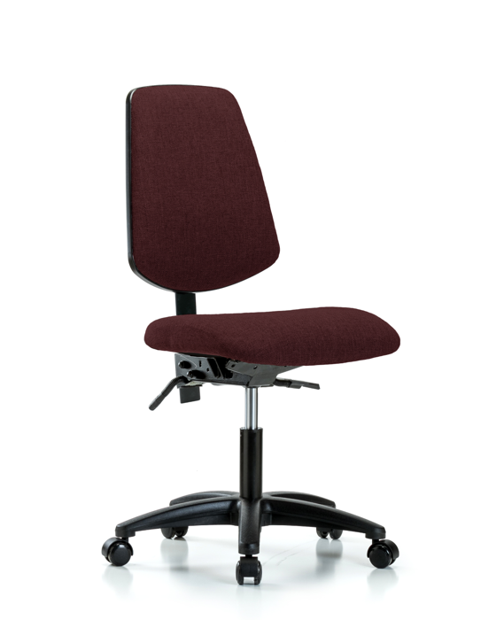 Blue Ridge Ergonomics FDHCH-MB-RG-T1-A0-RC-F41 Rutledge Fabric Chair - Desk Height with Medium Back, Seat Tilt, & Casters in Burgundy Fabric