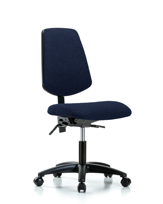 Blue Ridge Ergonomics FDHCH-MB-RG-T1-A0-RC-F45 Rutledge Fabric Chair - Desk Height with Medium Back, Seat Tilt, & Casters in Navy Fabric