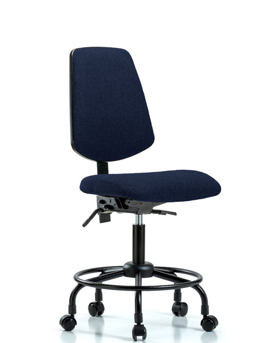 Blue Ridge Ergonomics FDHCH-MB-RT-T0-A0-RC-F45 Rutledge Fabric Chair - Desk Height with Round Tube Base, Medium Back, & Casters in Navy Fabric
