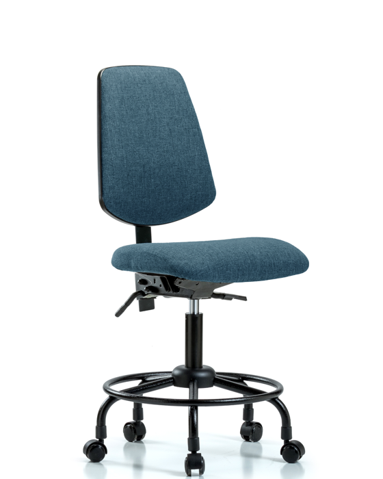 Blue Ridge Ergonomics FDHCH-MB-RT-T1-A0-RC-F43 Rutledge Fabric Chair - Desk Height with Round Tube Base, Medium Back, Seat Tilt, & Casters in Blue Fabric